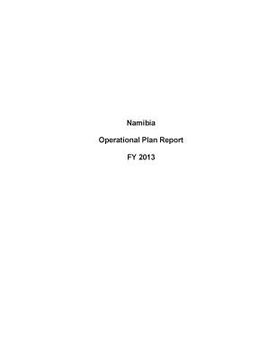 portada Namibia Operational Plan Report FY 2013 (in English)
