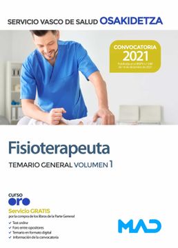 portada Fisioterapeuta de Osakidetza-Servicio Vasco de Salud. Temario General Volumen 1