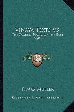 portada vinaya texts v3: the sacred books of the east v20 (en Inglés)