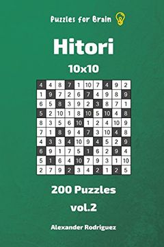 portada Puzzles for Brain - Hitori 200 Puzzles 10X10 Vol. 2 (Volume 2) 