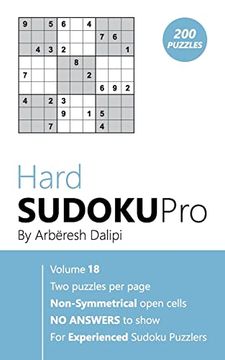 portada Sudoku: Hard Sudoku pro Book for Experienced Puzzlers (200 Puzzles), Vol. 18 (in English)