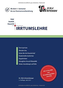 portada Irrtumslehre: Wissen - Fälle - Klausurhinweise (Skript - Grundfall - Klausurfall: Für die Klausur im Kontext Lernen) (en Alemán)