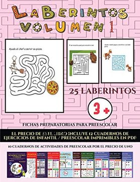 portada Fichas Preparatorias Para Preescolar (Laberintos - Volumen 1): (25 Fichas Imprimibles con Laberintos a Todo Color Para Niños de Preescolar