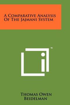 portada a comparative analysis of the jajmani system (en Inglés)