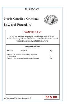 portada North Carolina Criminal Law and Procedure-Pamphlet 59 (en Inglés)