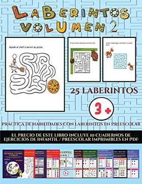 portada Práctica de Habilidades con Laberintos en Preescolar (Laberintos - Volumen 2): 25 Fichas Imprimibles con Laberintos a Todo Color Para Niños de Preescolar