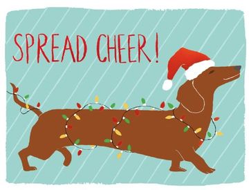 portada Dachshund Spread Cheer Holiday Embellished Notecards 