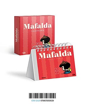 portada Mafalda 2022, Calendario de Escritorio Rojo con Caja
