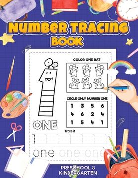 portada Number Tracing: Preschool Numbers Tracing Math Practice Workbook: Math Activity Book for Kindergarten, Pre K and Kids Ages 3-7 Trackin (en Inglés)