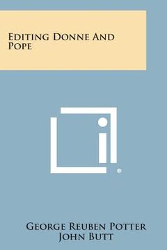 portada Editing Donne and Pope