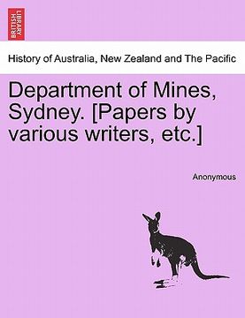 portada department of mines, sydney. [papers by various writers, etc.] (en Inglés)