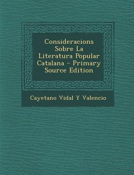 portada Consideracions Sobre La Literatura Popular Catalana (en Catalá)