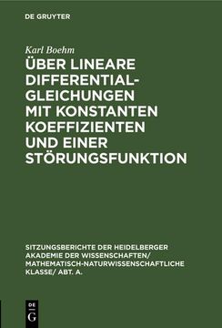 portada Über Lineare Differentialgleichungen mit Konstanten Koeffizienten und Einer Störungsfunktion (en Alemán)