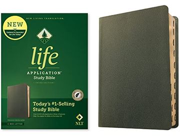 portada Nlt Life Application Study Bible, Third Edition (Red Letter, Genuine Leather, Olive Green, Indexed) (in English)