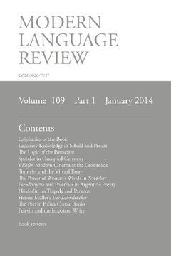 portada Modern Language Review (109: 1) January 2014