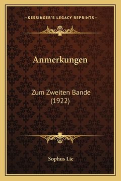 portada Anmerkungen: Zum Zweiten Bande (1922) (in German)