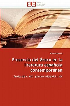 portada presencia del greco en la literatura espanola contemporanea (in English)