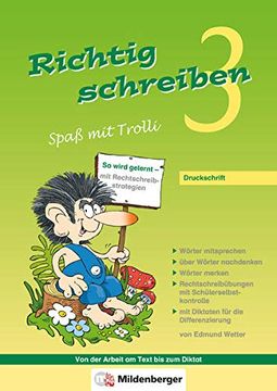 portada Richtig Schreiben - Spaß mit Trolli 3: Druckschrift (en Alemán)