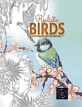 portada Realistic Birds Coloring Books for Adults: Adult Coloring Books Nature, Adult Coloring Books Animals 