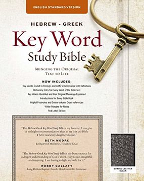portada Hebrew-Greek key Word Study bi: Esv Edition, Black Bonded Leather (Key Word Study Bibles) 