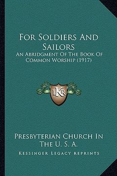 portada for soldiers and sailors: an abridgment of the book of common worship (1917)