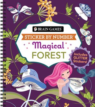 portada Brain Games - Sticker by Number: Magical Forest: Includes Glitter Stickers! (en Inglés)