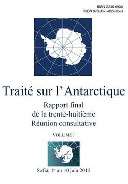 portada Rapport final de la trente-huitième Réunion consultative du Traité sur l'Antarctique - Volume I (en Francés)