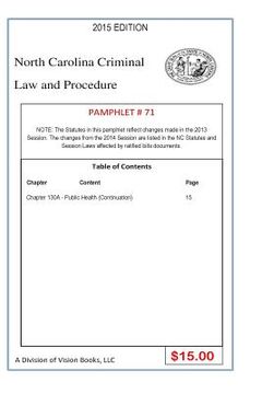 portada North Carolina Criminal Law and Procedure-Pamphlet 71 (en Inglés)