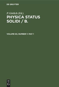 portada Physica Status Solidi / b. , Volume 63, Number 1, may 1 (en Inglés)