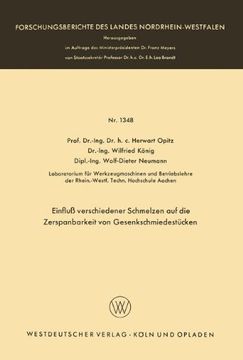 portada Einfluß Verschiedener Schmelzen auf die Zerspanbarkeit von Gesenkschmiedestücken (Forschungsberichte des Landes Nordrhein-Westfalen)