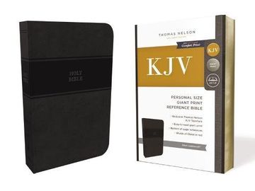 portada KJV, Reference Bible, Personal Size Giant Print, Imitation Leather, Black, Red Letter Edition, Comfort Print (in English)