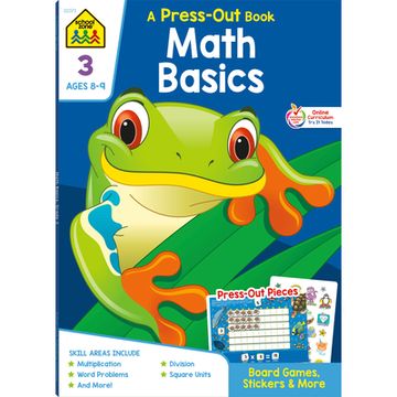 portada School Zone Math Basics Grade 3 Press-Out Workbook (en Inglés)