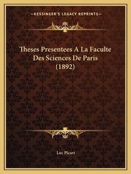 portada Theses Presentees A La Faculte Des Sciences De Paris (1892) (in French)