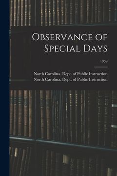 portada Observance of Special Days; 1959 (in English)