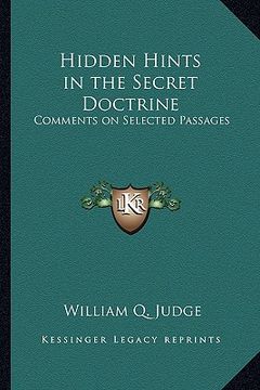 portada hidden hints in the secret doctrine: comments on selected passages (in English)