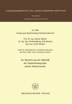 portada Zur Berechnung Der Stabilität Der Gestellbewegungen Ebener Mechanismen (en Alemán)