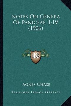 portada notes on genera of paniceae, i-iv (1906) (en Inglés)