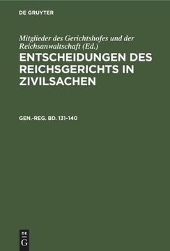 portada Generalregister zu Band 131 bis 140 (en Alemán)