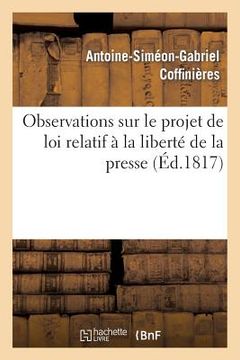 portada Observations Sur Le Projet de Loi Relatif À La Liberté de la Presse (en Francés)