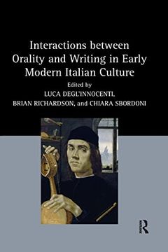 portada Interactions Between Orality and Writing in Early Modern Italian Culture (in English)