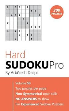 portada Hard Sudoku Pro: Book for Experienced Puzzlers (200 puzzles) Vol. 58 (en Inglés)