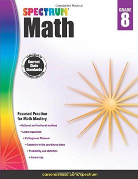 portada Spectrum Math Workbook, Grade 8 (en Inglés)