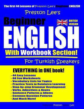 portada Preston Lee's Beginner English With Workbook Section For Turkish Speakers (British Version) (en Inglés)