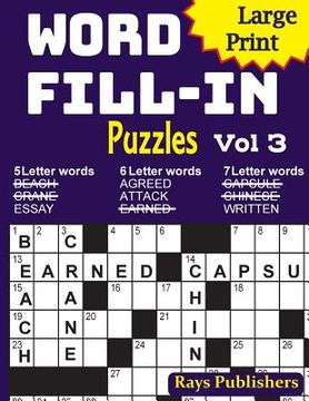 portada Large Print Word Fill-in Puzzles 3 (en Inglés)