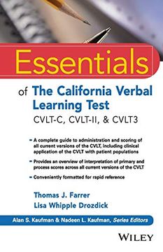 portada Essentials of ca Verbal Learni (Essentials of Psychological Assessment) (en Inglés)