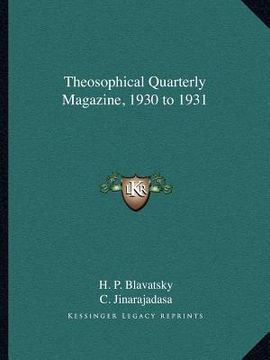 portada theosophical quarterly magazine, 1930 to 1931