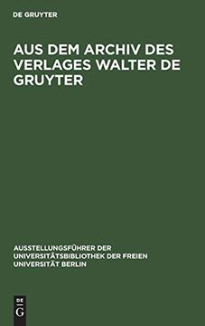 portada Aus dem Archiv des Verlages Walter de Gruyter (in German)