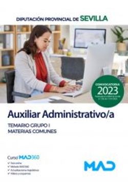 portada Auxiliar Administrativo/A. Temario Grupo i Materias Comunes. Diputación Provincial de Sevilla