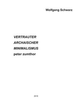 portada VERTRAUTER ARCHAISCHER MINIMALISMUS peter zumthor (en Alemán)