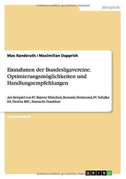 portada Einnahmen der Bundesligavereine. Optimierungsmöglichkeiten und Handlungsempfehlungen (German Edition)